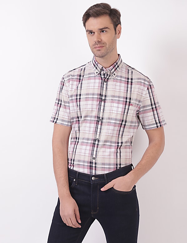 Cotton Checks Button Down Collar Shirts