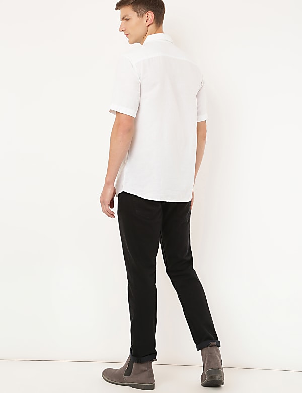 Linen Mix Plain Spread Collar Shirt