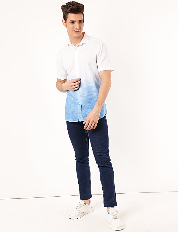 Pure Cotton Ombre Spread Collar Shirt