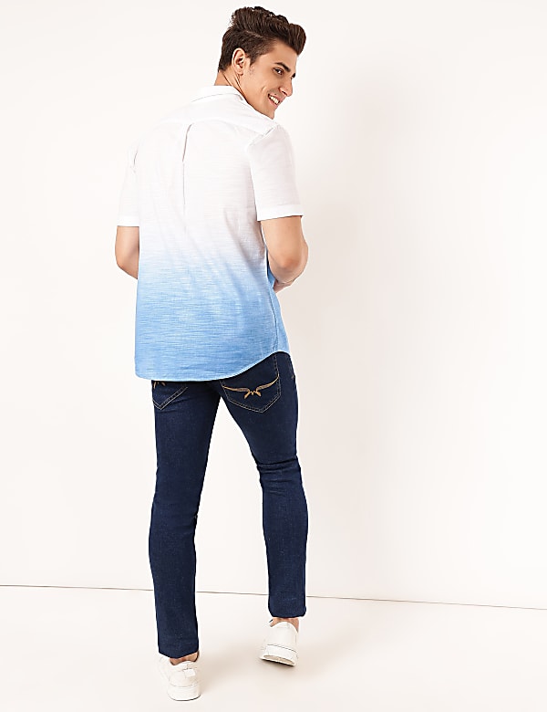 Pure Cotton Ombre Spread Collar Shirt