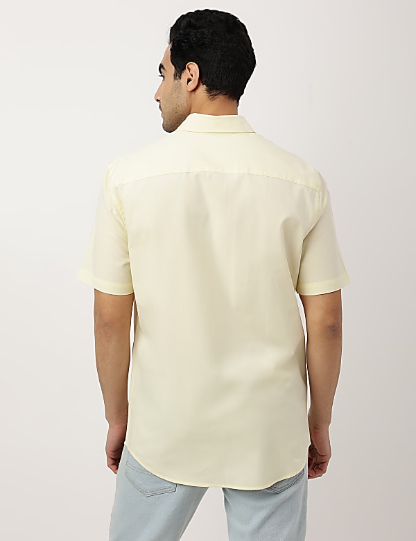 Pure Cotton Plain Button-down Collar Shirt