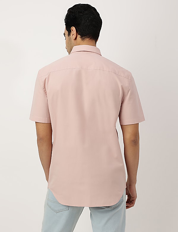 Pure Cotton Plain Button-down Collar Shirt