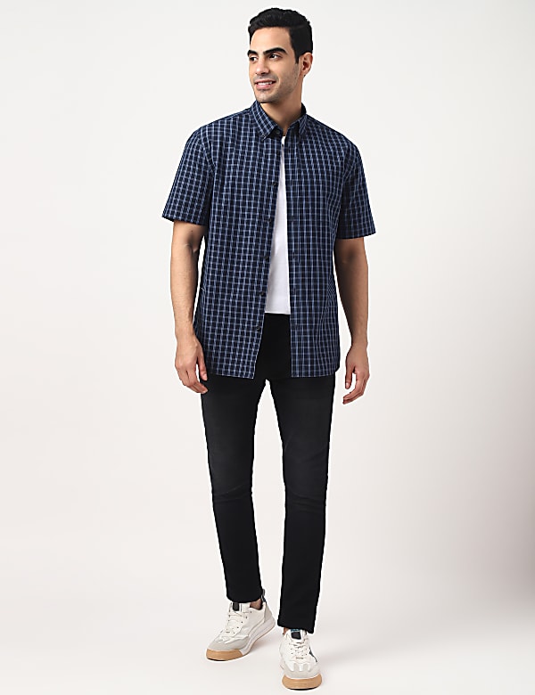 Pure Cotton Checks Button-down Collar Shirt