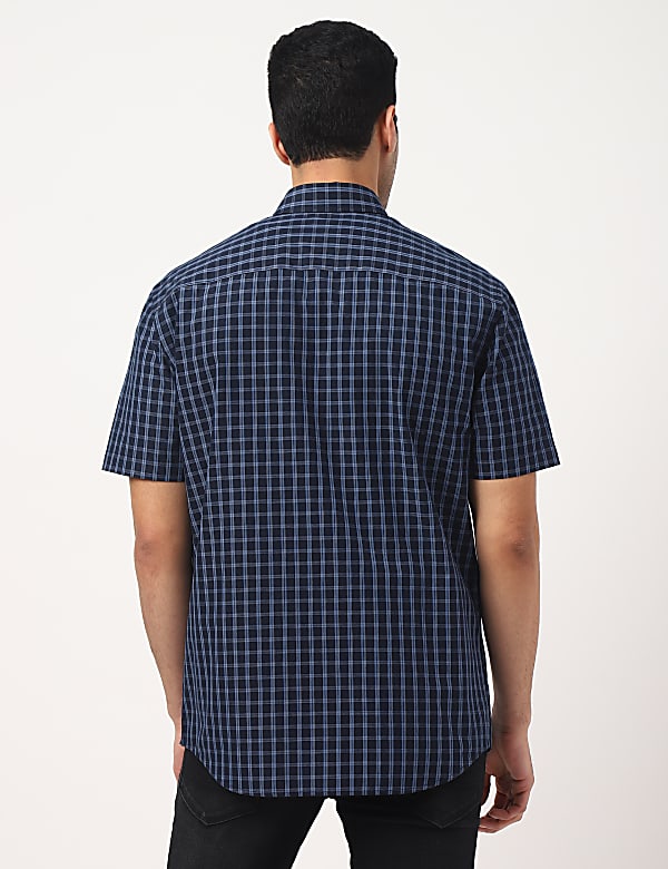 Pure Cotton Checks Button-down Collar Shirt