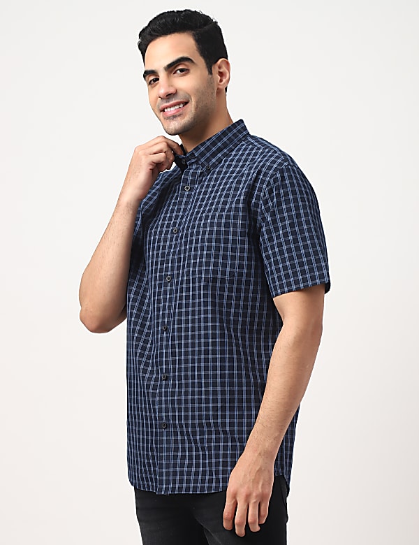 Pure Cotton Checks Button-down Collar Shirt
