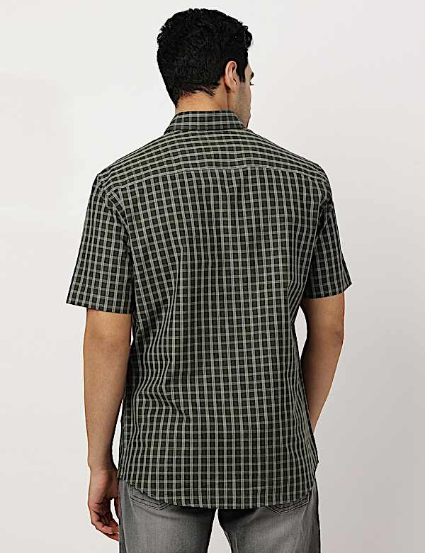 Pure Cotton Checks Button-down Collar Shirt