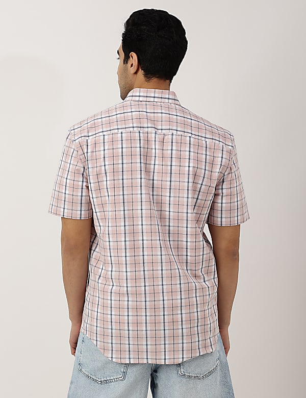Pure Cotton Checks Button-down Collar Shirt