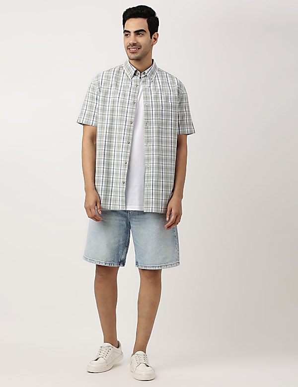 Pure Cotton Checks Button-down Collar Shirt