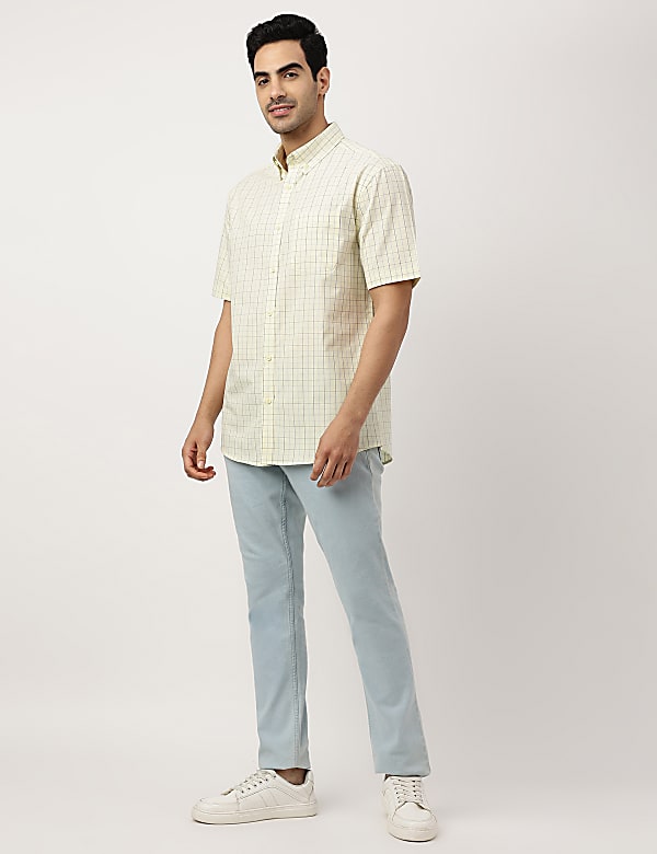 Pure Cotton Checks Button-down Collar Shirt