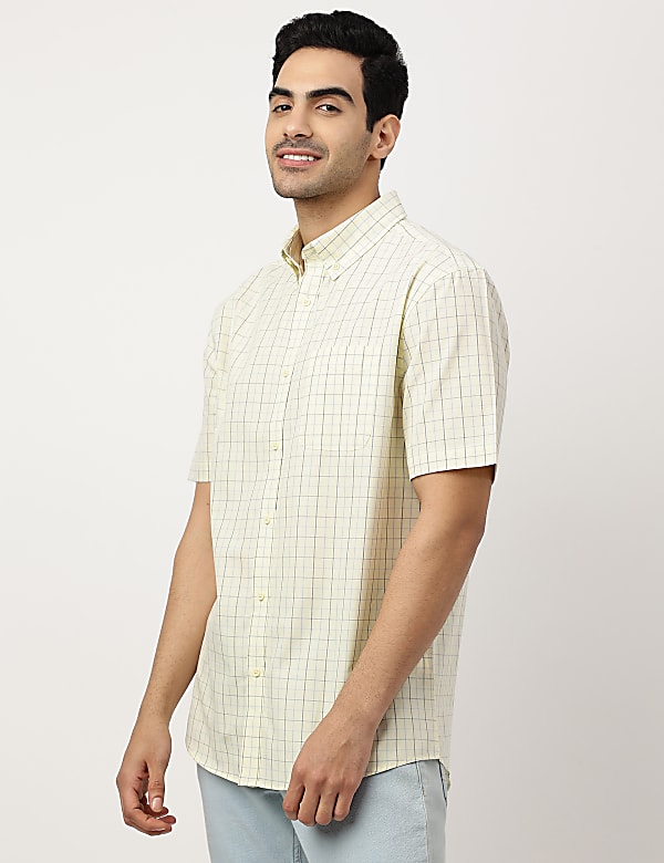 Pure Cotton Checks Button-down Collar Shirt