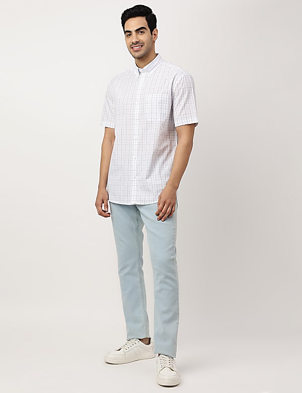 Pure Cotton Checks Button-down Collar Shirt