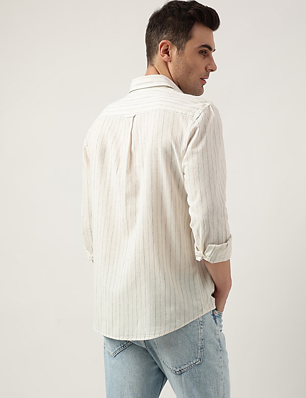 Relaxed Fit Linen Blend Striped Shirt