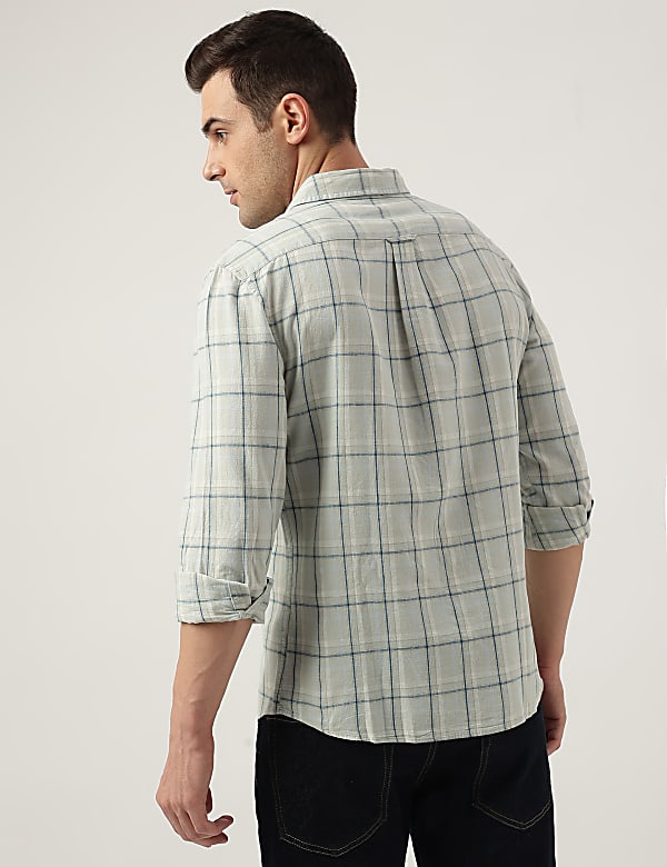 Regular Fit Linen Blend Checked Shirt