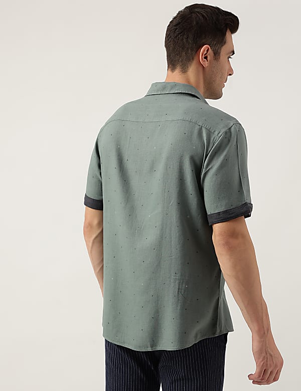 Relaxed Fit Linen Blend Printed Shirt