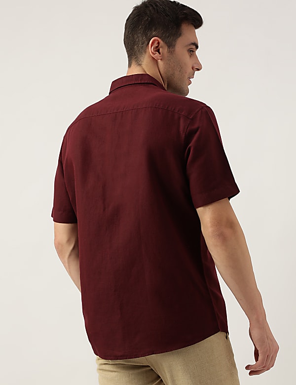 Relaxed Fit Linen Blend Plain Shirt