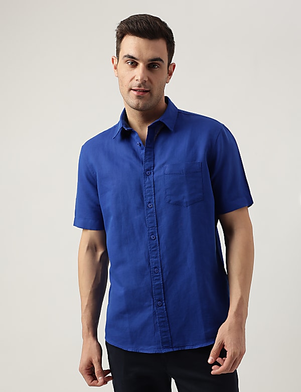 Relaxed Fit Linen Blend Solid Shirt