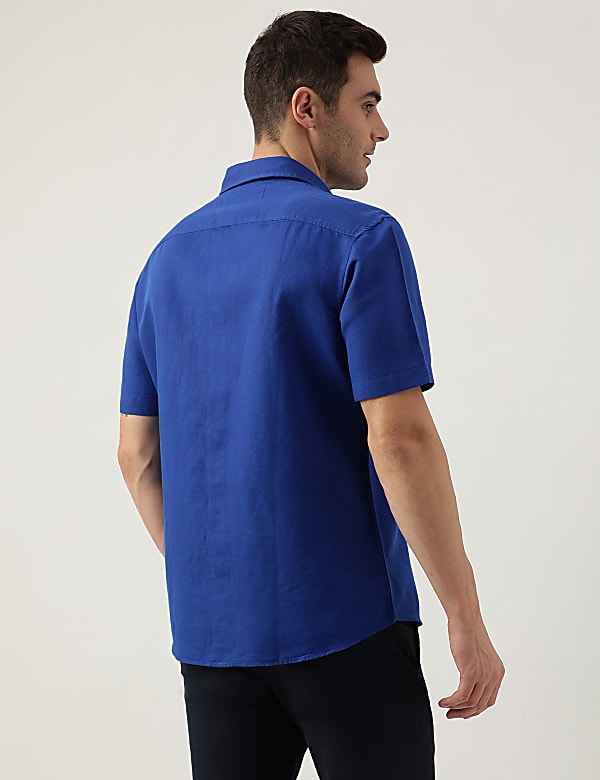 Relaxed Fit Linen Blend Solid Shirt