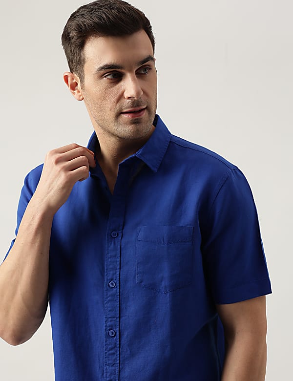 Relaxed Fit Linen Blend Solid Shirt