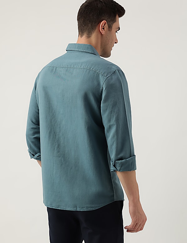 Relaxed Fit Linen Blend Plain Shirt