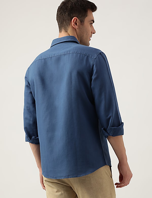Relaxed Fit Linen Blend Plain Shirt