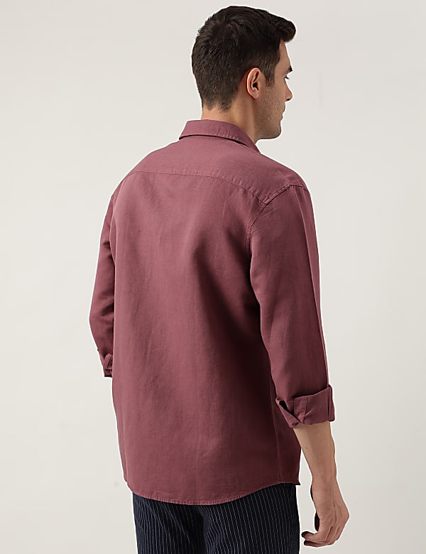 Relaxed Fit Linen Blend Plain Shirt