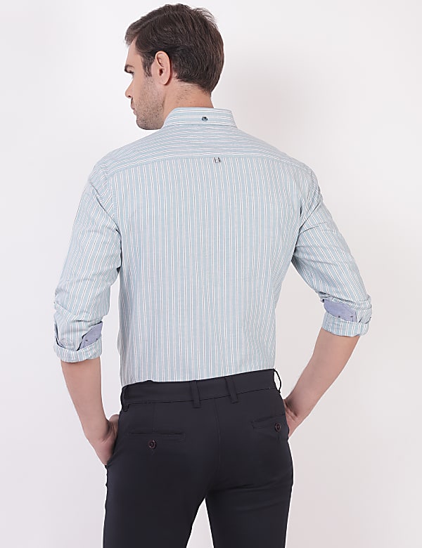 Cotton Stripes Button Down Collar Shirts