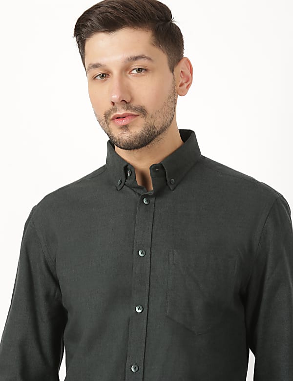 Pure Cotton Plain Button Down Shirt