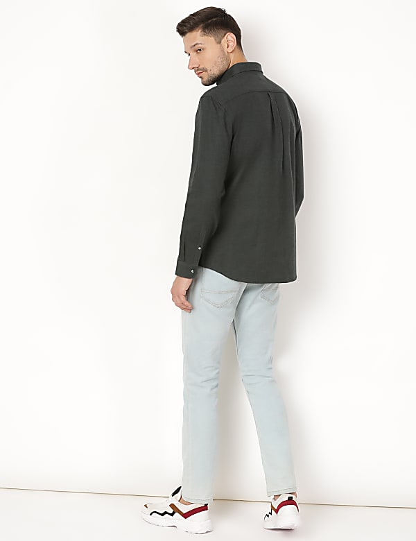 Pure Cotton Plain Button Down Shirt