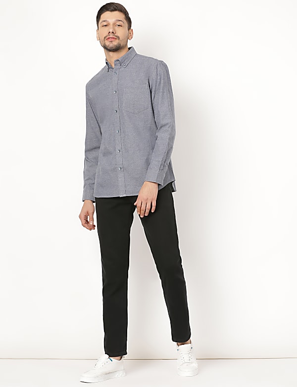 Pure Cotton Plain Button Down Shirt