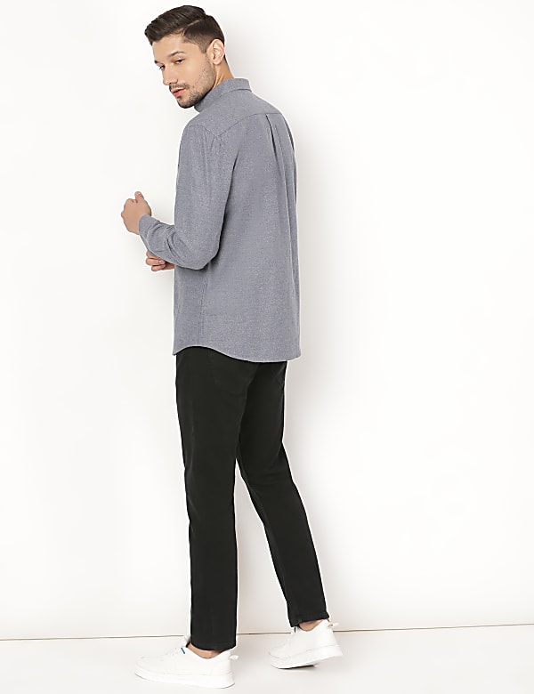 Pure Cotton Plain Button Down Shirt