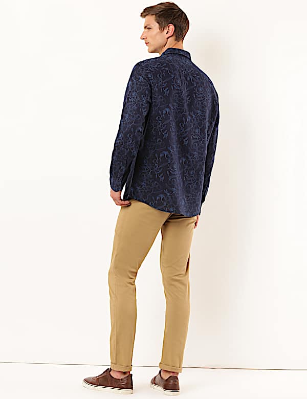 Linen Mix Printed Collar Neck Shirt