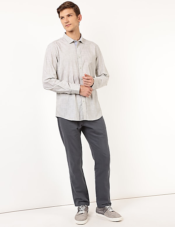 Pure Cotton Texture Regular Collar Shirt