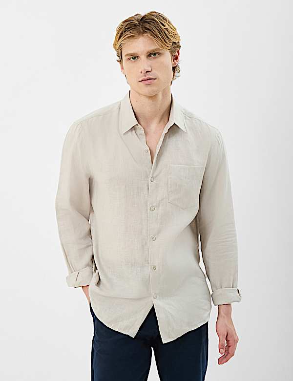 Classic Collar Full Sleeve Pure Linen Shirt