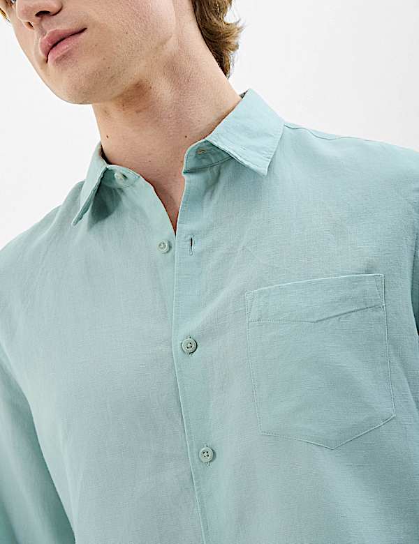 Classic Collar Linen Blend Shirt