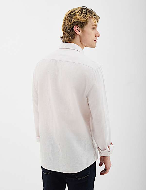 Classic Collar Linen Blend Shirt