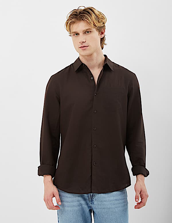 Classic Collar Linen Blend Shirt