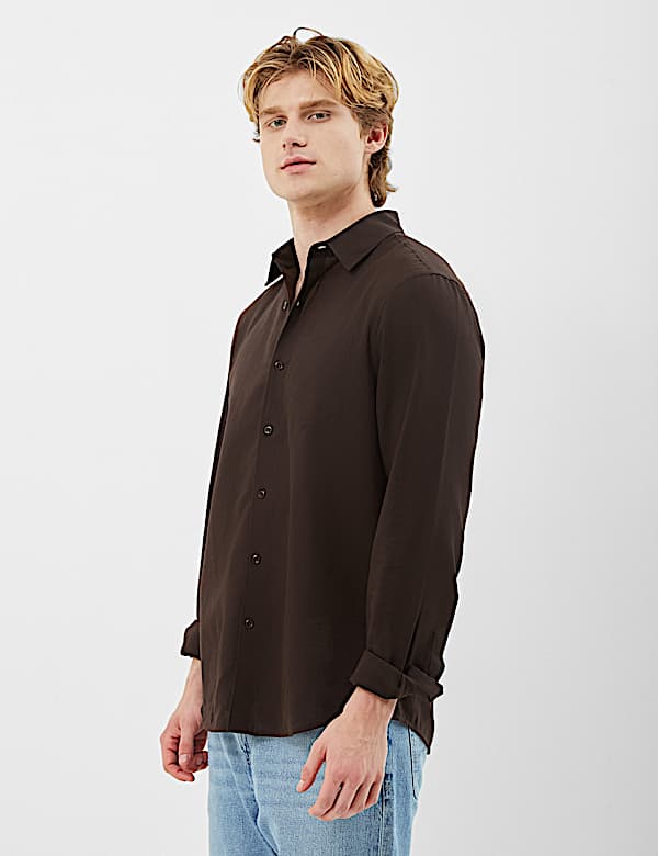 Classic Collar Linen Blend Shirt