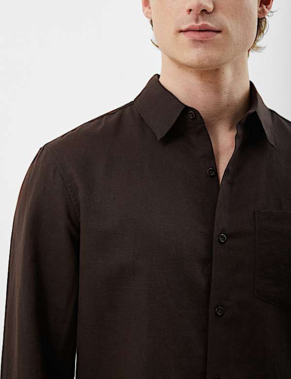 Classic Collar Linen Blend Shirt