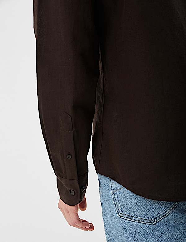 Classic Collar Linen Blend Shirt