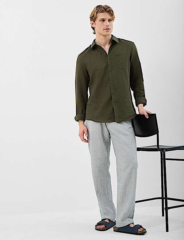 Classic Collar Linen Blend Shirt