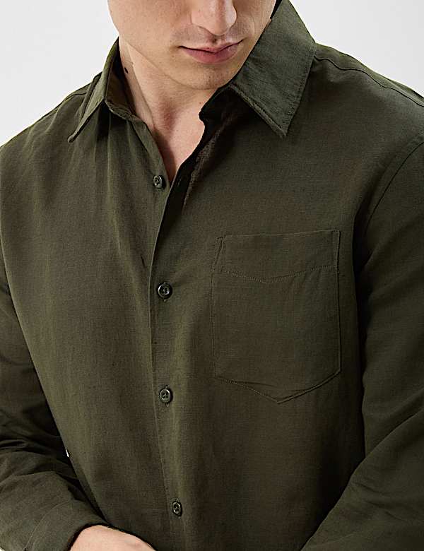 Classic Collar Linen Blend Shirt