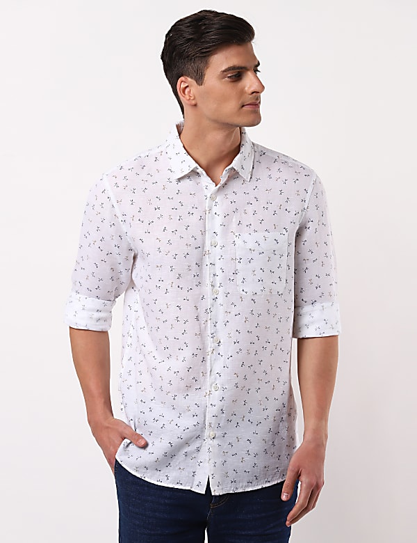 Dragonfly Printed Linen Mix Shirt