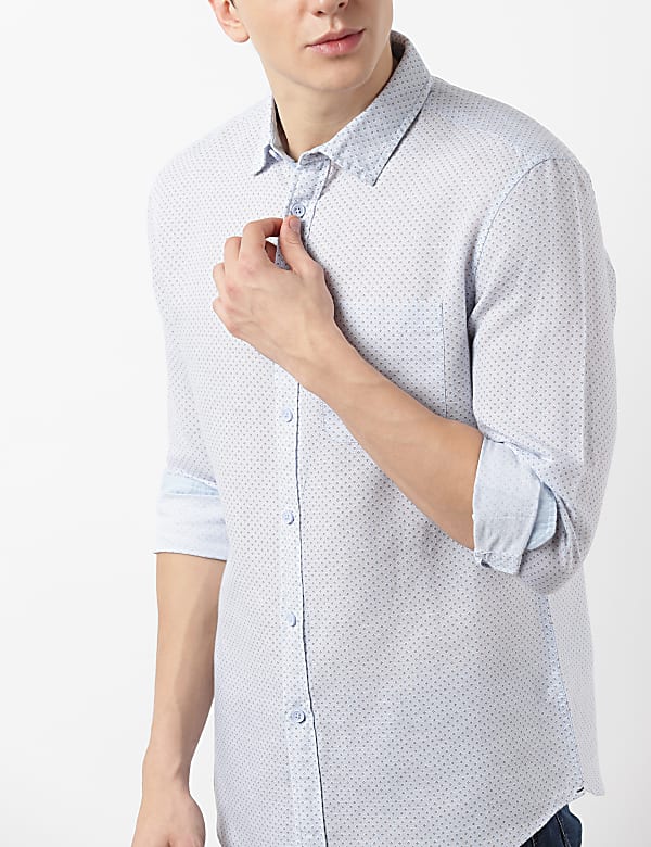 Linen Mini Floral Printed Shirt