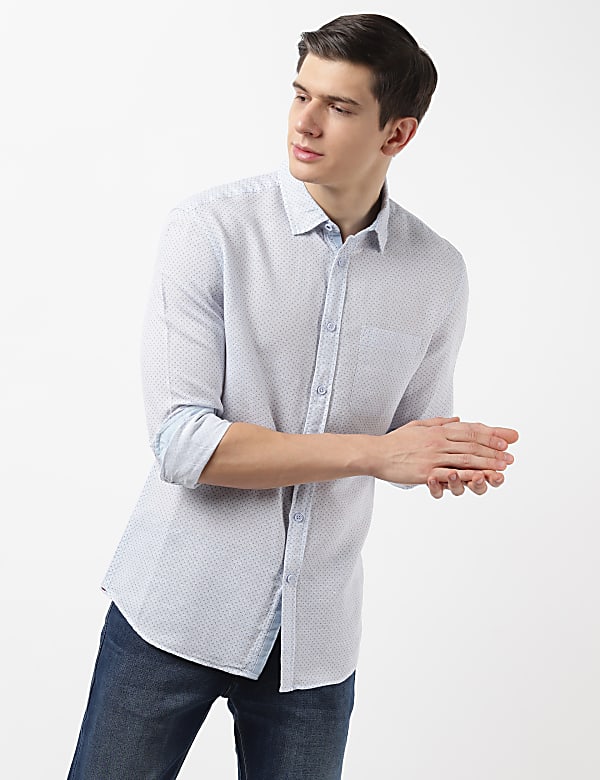 Linen Mini Floral Printed Shirt