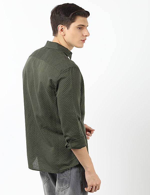 Linen Cotton Geometric Printed Shirt
