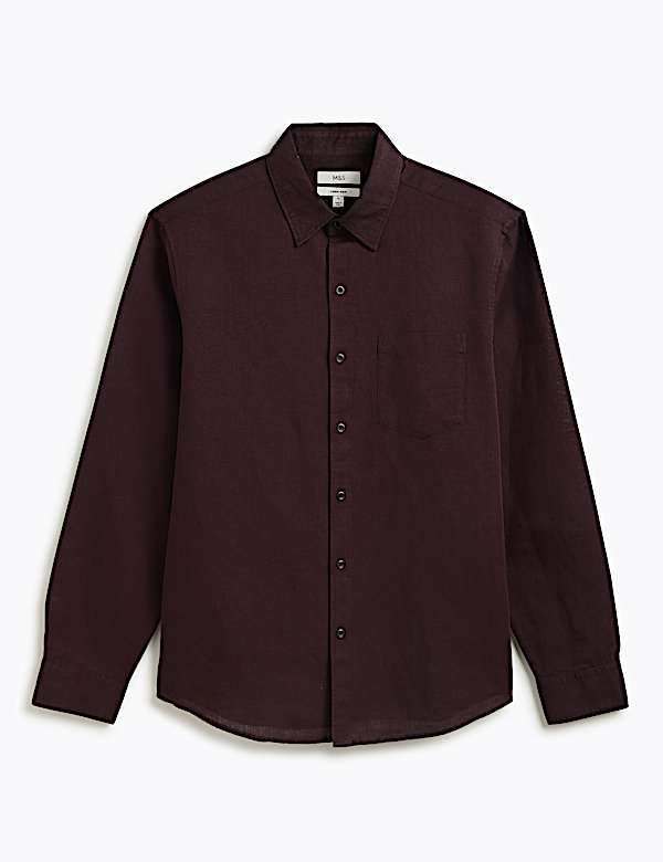 Regular Fit Linen Rich Classic Collar Shirt