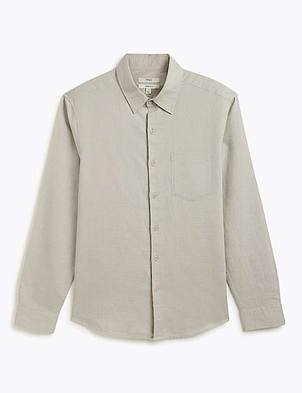 Regular Fit Linen Rich Classic Collar Shirt