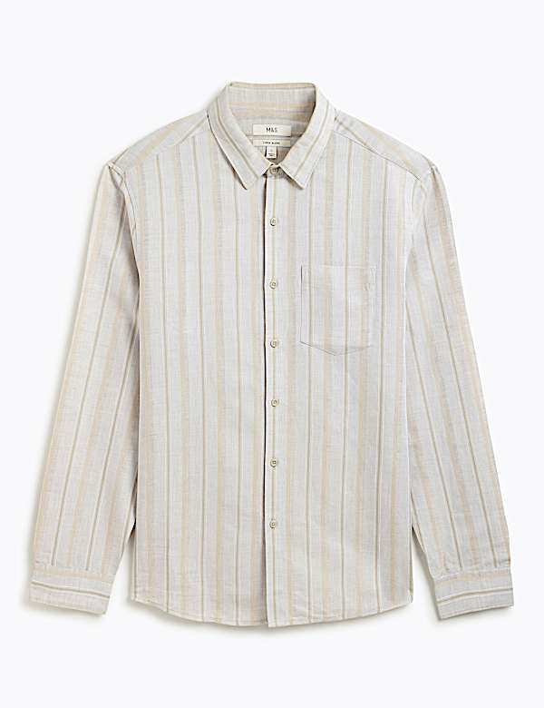 Regular Fit Linen Rich Striped Shirt