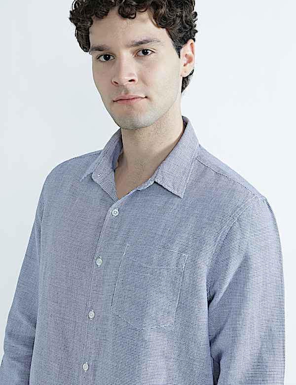 Regular Fit Linen Rich Classic Collar Shirt