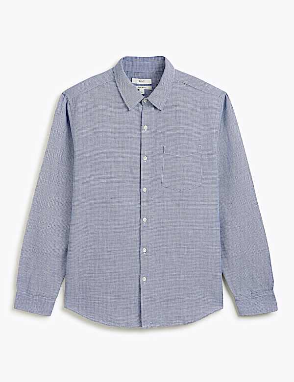 Regular Fit Linen Rich Classic Collar Shirt